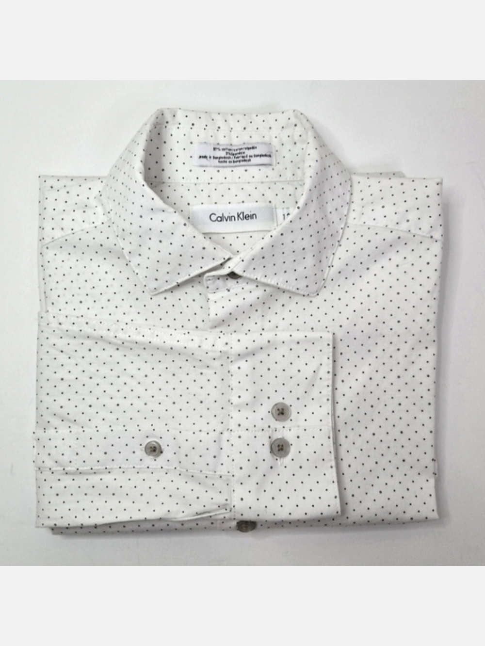 Calvin Klein Kids 100% Cotton White W/ Black Dots Dress Shirt, Size 10* ~ EUC